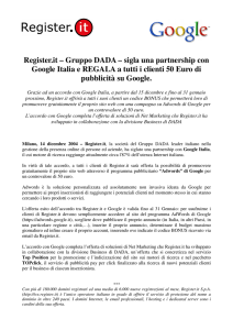 Register.it – Gruppo DADA – sigla una partnership con Google Italia