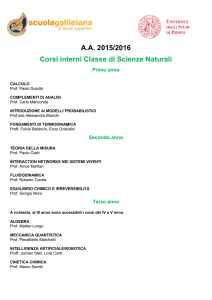 A.A. 2015/2016 Corsi interni Classe di Scienze Naturali