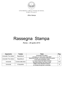 Rassegna Stampa - Università degli Studi di Roma "Foro Italico"
