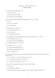 Matematica 1 mod. A per Matematica Esempi di quiz 1. Sia x un