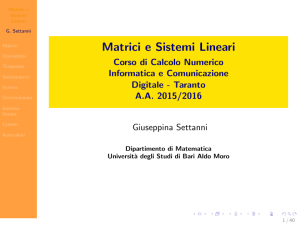 Matrici e sistemi - Dipartimento di Matematica
