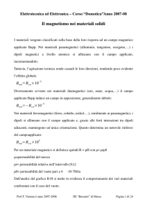 Il magnetismo nei materiali solidi