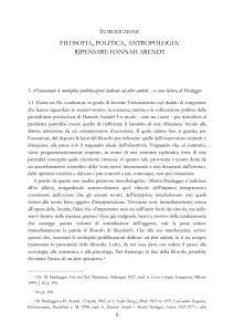 FILOSOFIA, POLITICA, ANTROPOLOGIA: RIPENSARE HANNAH