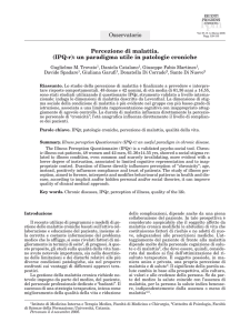 Percezione di malattia. (IPQ-r): un paradigma utile in patologie