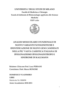 universita` degli studi di milano analisi molecolare e funzionale di