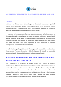 le necessita` delle persone con autismo e delle famiglie