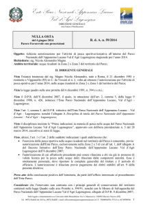Nulla Osta n. 59/2014 richiesta autorizzazione per l` attività di pesca