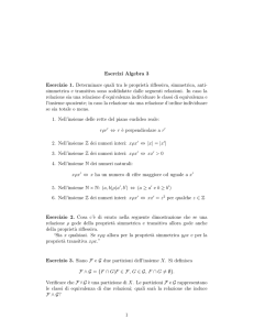 Esercizi Algebra 3 Esercizio 1. Determinare quali tra le propriet`a