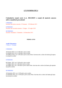 LT INFORMATICA Calendario esami corsi AA 2014/2015 e