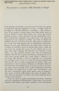 Pre-concetto e concetto della filosofia in Hegel