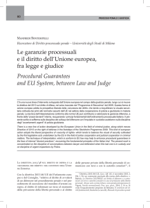 Le garanzie processuali e il diritto dell`Unione europea, fra legge e