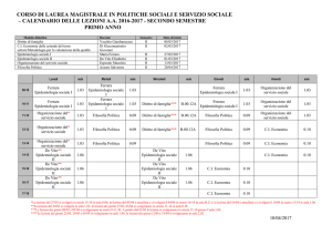CORSO DI LAUREA MAGISTRALE IN POLITICHE SOCIALI E