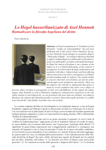 Lo Hegel husserlianizzato di Axel Honnett