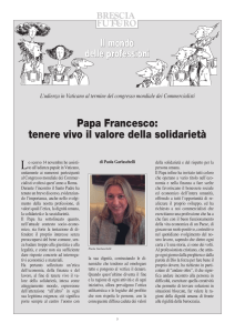 Papa Francesco: tenere vivo il valore della solidarietà