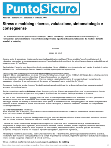 Stress e mobbing: ricerca, valutazione, sintomatologia