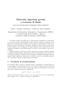 Matroidi, algoritmi greedy e teorema di Rado