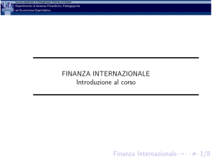 Finanza Internazionale 1/8 FINANZA INTERNAZIONALE