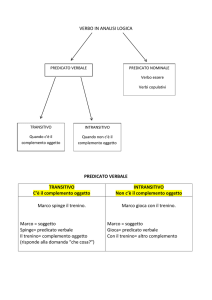 VERBO IN ANALISI LOGICA PREDICATO VERBALE TRANSITIVO