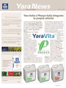 Yara News - Pastorelli SpA