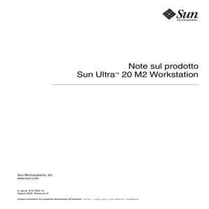 Note sul prodotto Sun Ultra™ 20 M2 Workstation