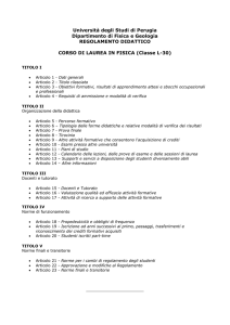 Università degli Studi di Perugia Dipartimento di Fisica e Geologia