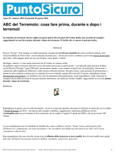 ABC del Terremoto: cosa fare prima, durante e dopo i