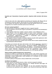 Udine, 21 giugno 2016 Incentivo per l`assunzione di giovani genitori