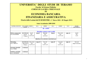 UNIVERSITA` DEGLI STUDI DI TERAMO ECONOMIA BANCARIA