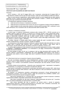 Comunicato CDP S.p.a. 8 aprile 2004 Chiarimenti sulla finanziabilità