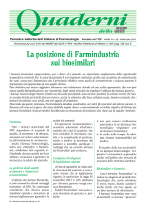 La posizione di Farmindustria sui biosimilari - SIF