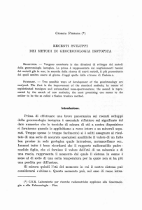 RECENTI SVrLUPPI DEI METODI DI GEOCRONOLOGIA