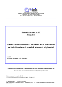 Analisi dei laboratori del CNR-ISSIA u.o.s. di Palermo ed