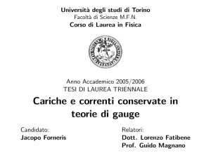 Cariche e correnti conservate in teorie di gauge