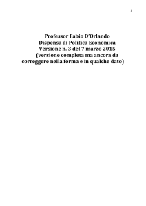 Professor Fabio D`Orlando Dispensa di Politica Economica Versione