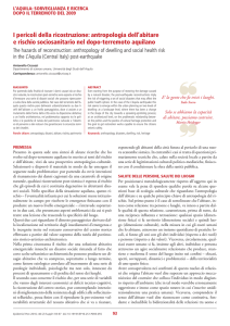 I pericoli della ricostruzione: antropologia dell`abitare e rischio