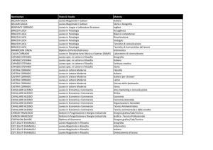 Nominativo Titolo Di Studio Materia BELLANI GIULIA Laurea