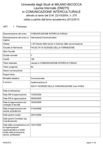 Regolamento didattico Comunicazione Interculturale 2012