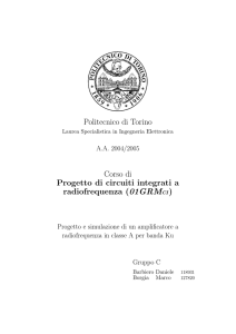 Politecnico di Torino Corso di Progetto di circuiti integrati a