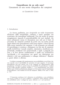 Generalizzare da un solo caso? - Metodologia della ricerca sociale