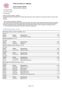 Corso di laurea in Storia Percorso Storico Letterario PIANO DI