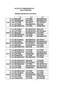 1 C 2 C 3 C 1° ora INGLESE LETTERE MATEMATICA 2° ora