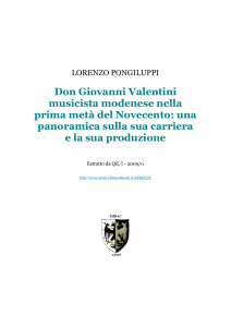 Don Giovanni Valentini musicista modenese nella prima metà del