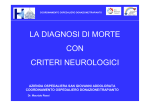 La diagnosi di morte con criteri neurologici