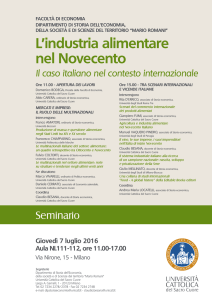 Locandina A3 Seminario L`industria alimentare nel Novecento