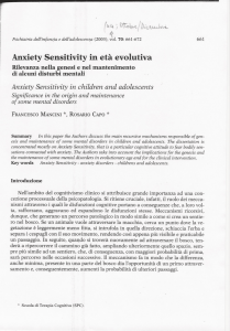 Anxiety Sensitivity in età evolutiva