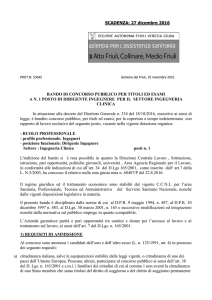 SCADENZA: 27 dicembre 2016 BANDO DI CONCORSO PUBBLICO
