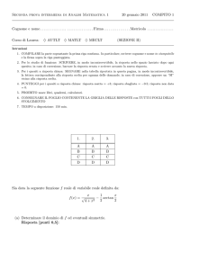 Seconda prova intermedia di Analisi Matematica 1 20 gennaio 2011