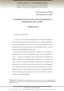 la modernità penale fra secolarizzazione e permanenza del `sacro`1