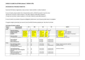 CORSO DI LAUREA IN LETTERE (classe L-10/DM