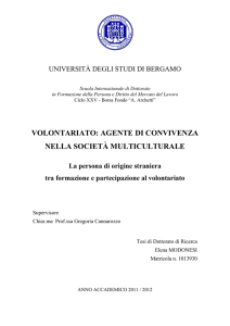 volontariato: agente di convivenza nella società multiculturale